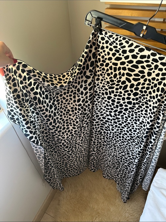 Dresses & Skirts - Black and White Animal Print Midi Wrap Skirt